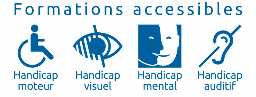 Pictogrammes formations accessibles aux personnes avec handicap.